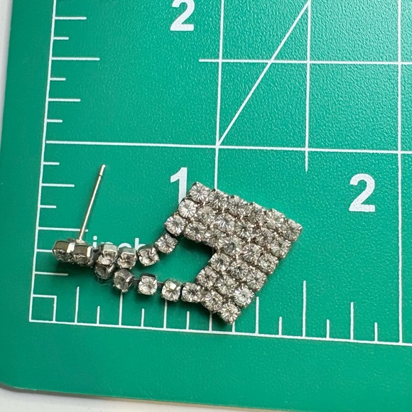 Vintage Paste Rhinestone Dangle Earrings Pierced - Picture 4 of 4